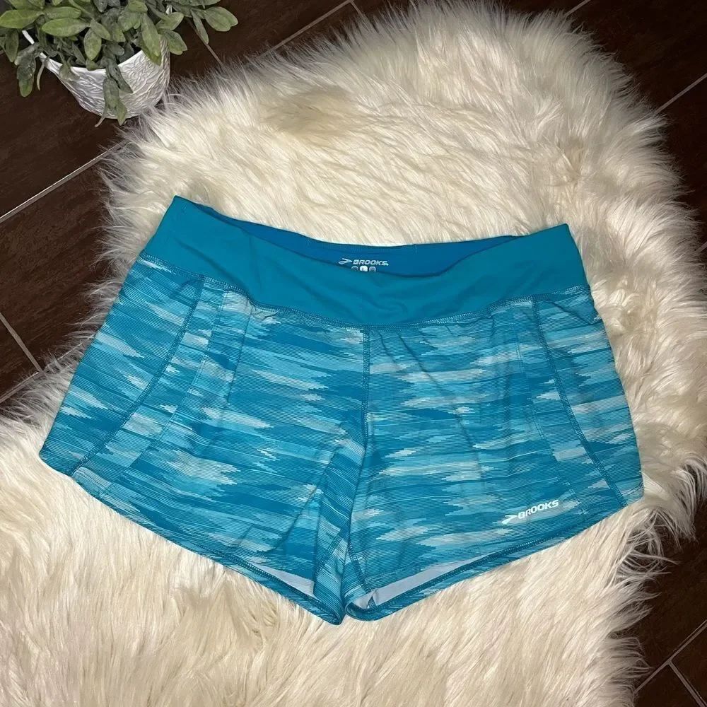 Brooks turquoise/white running shorts sz large